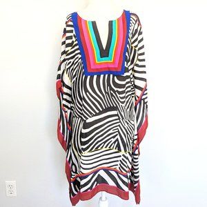 Trina Turk x INC Zebra and Rainbow Print Kaftan Top